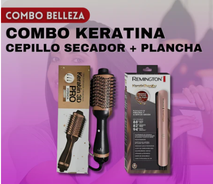 Combo Plancha keratina + Cepillo secador