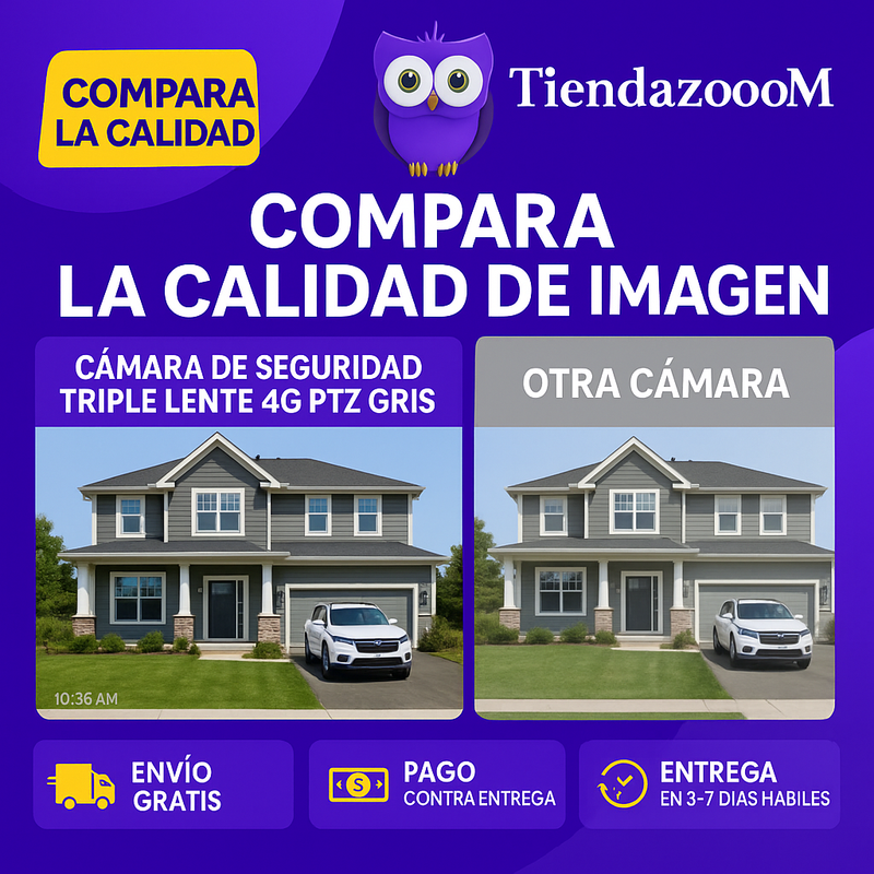 CAMARA DE SEGURIDAD TRIPLE LENTE 4G PTZ GRIS